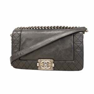 Chanel Boy Chain Shoulder Bag, Calfskin, Black, Women's